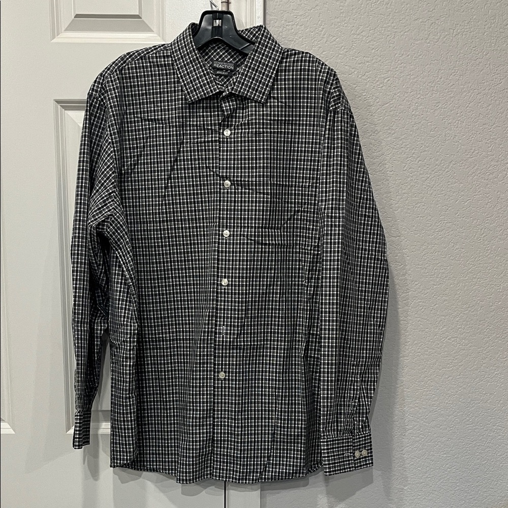 Kenneth Cole Black and White Plaid Shirt
